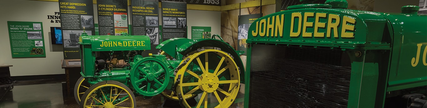 Older tractor models display at The John Deere Tractor and Engine Museum